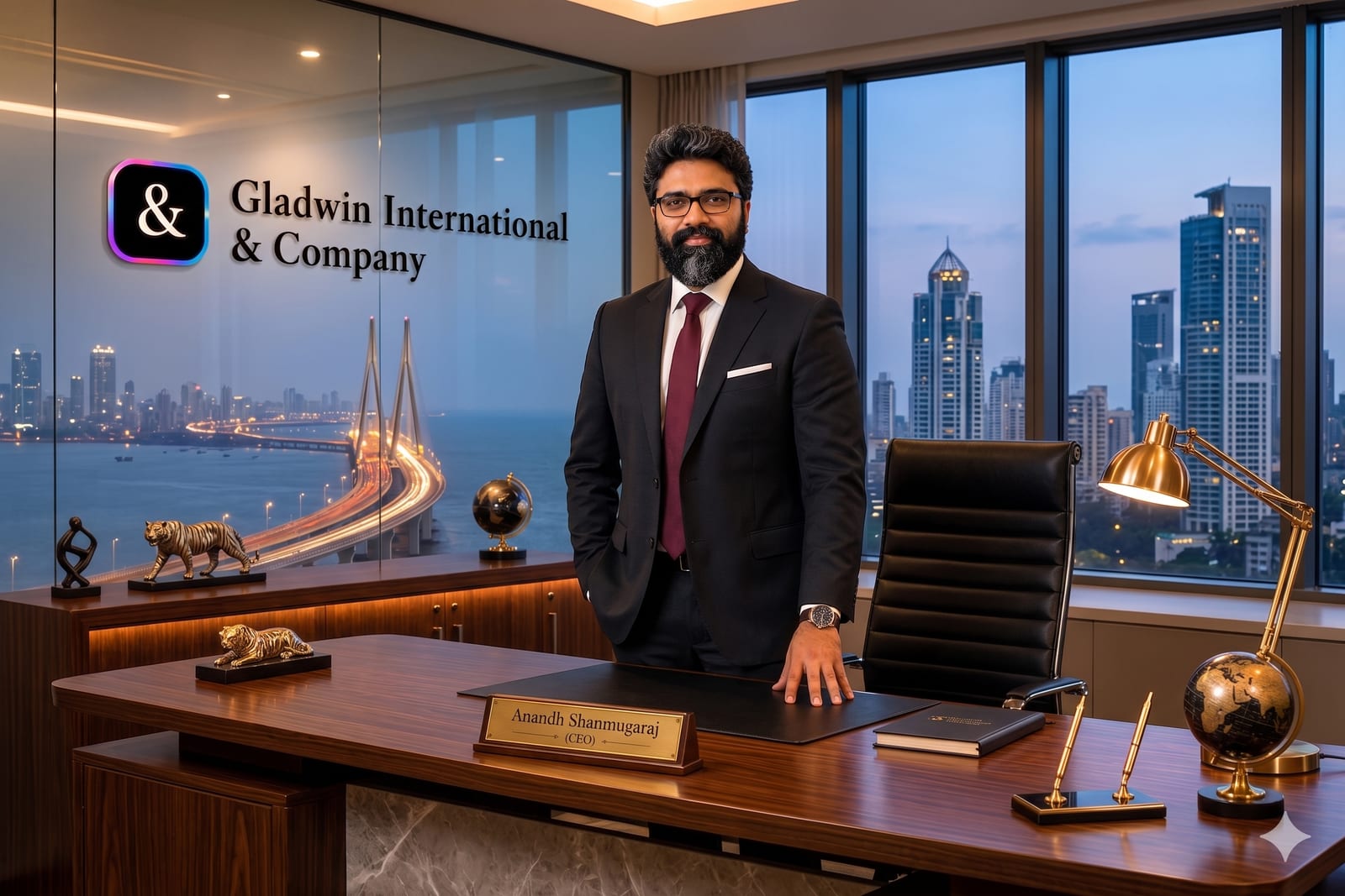Anandh Shanmugaraj, Founder, MD & CEO of Gladwin International & Company, at his office desk